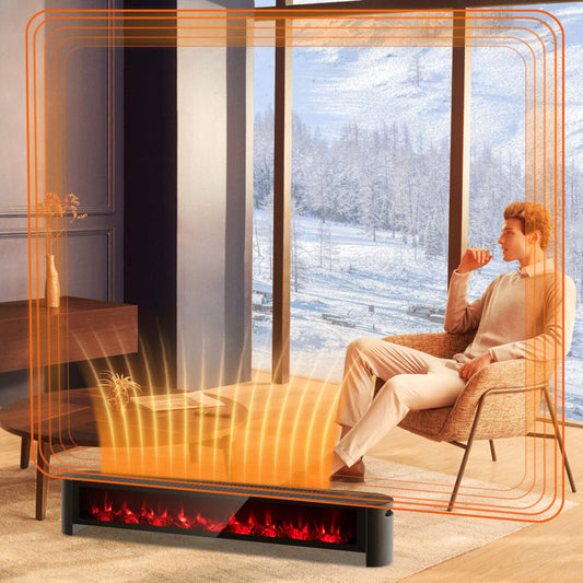 1400W Baseboard Electric Heater with Realistic Multicolor Flame