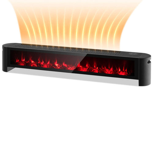 1400W Baseboard Electric Heater with Realistic Multicolor Flame